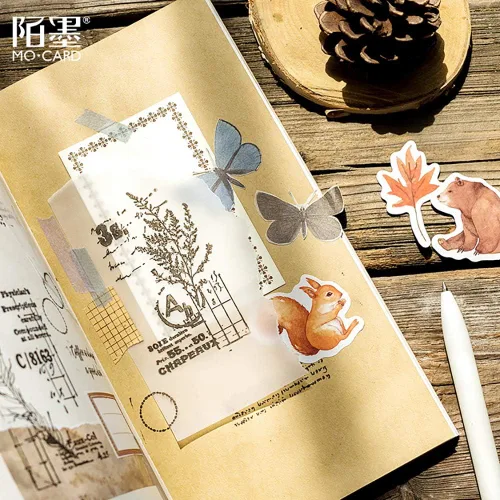 Miniatura 5 de Doraking - Calcomanías pequeñas para laptop, 46 unidades en caja, lindas calcomanías de estilo otoñal para laptop, álbumes de recortes, maleta