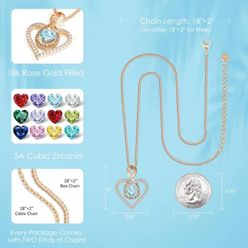 Miniatura 4 de LIANYU 18K Rose Gold Plated Necklace for Women, Infinity Heart Necklace for Women Birthstone Necklace for Women Birthday Gifts for Wife Girlfriend