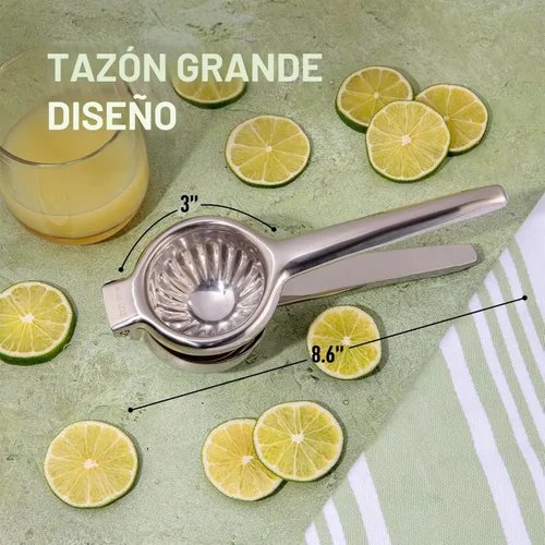 Miniatura 2 de Exprimidor de limón de acero inoxidable con cuenco exprimidor de metal sólido resistente de alta calidad, exprimidor manual grande de cítricos
