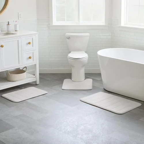 Miniatura 12 de Linenspa Tapete de baño de espuma viscoelástica, antideslizante, absorbente de agua, de secado rápido, lavable a máquina, tapete de baño para baño