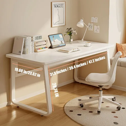 Miniatura 7 de Escritorio moderno de 31.5 pulgadas, mesa de computadora de estilo simple, escritorio de oficina industrial, color blanco