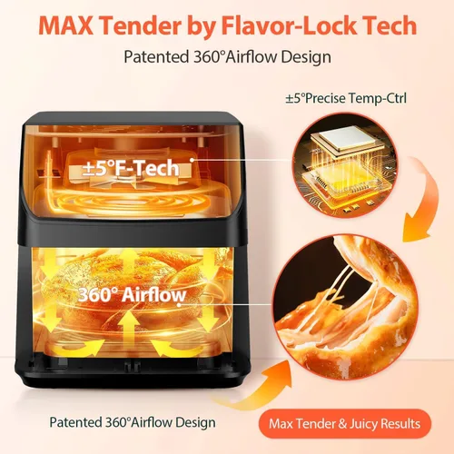 Miniatura 2 de Beelicious - Máquina freidora de aire digital 12 en 1 con ventana, apta para lavavajillas, 5.8 cuartos de galón, más de 40 recetas, tecnología