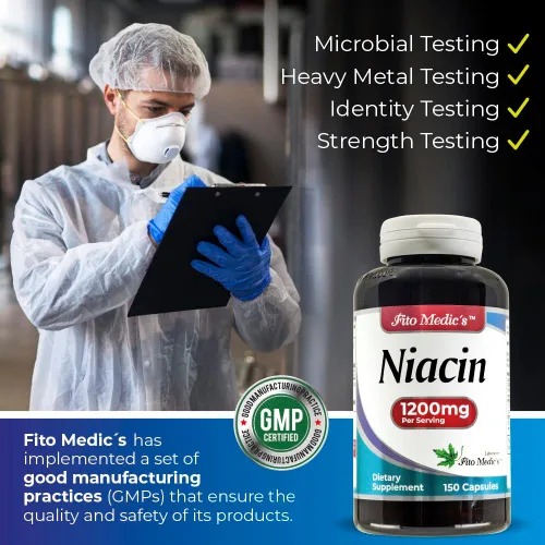 Miniatura 6 de FITO MEDIC'S Suplemento de niacina de laboratorio, vitamina B3, 150 cápsulas