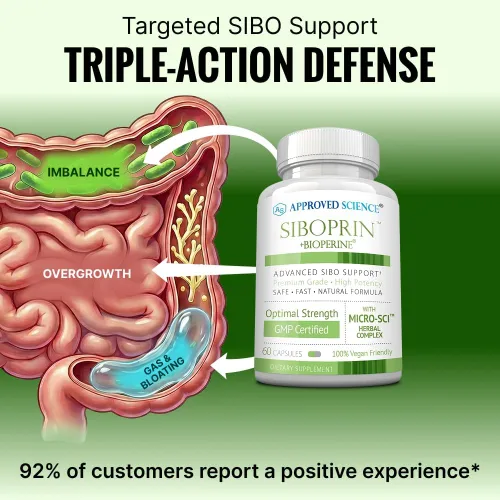 Miniatura 2 de Approved Science Siboprin - 60 cápsulas - Apoya el equilibrio intestinal, alivia la irritación intestinal, ayuda con calambres e hinchazón - Ácido