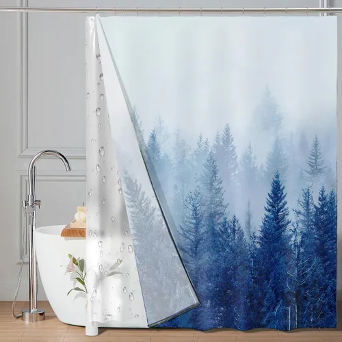 Miniatura 12 de ORTIGIA Juego de cortina de ducha pequeña 3 en 1 y forro de PEVA transparente, 36 x 72 pulgadas de ancho medio con 6 ganchos de doble cara, cortinas