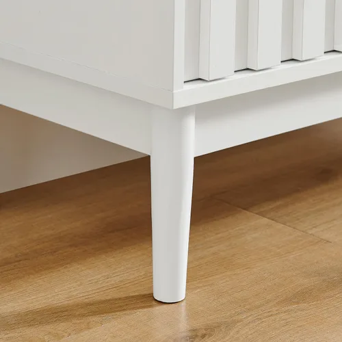 Miniatura 5 de Aparador con almacenamiento – 2 puertas acanaladas, 31.5 in de ancho, 32.7 in de alto, estante ajustable – Acento de credenza de buffet acanalado