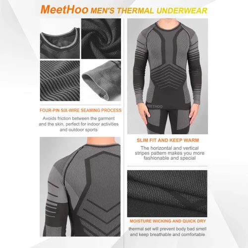 Miniatura 5 de MeetHoo Conjunto de ropa interior térmica para hombre ropa de invierno para hombre capa base de capa base larga