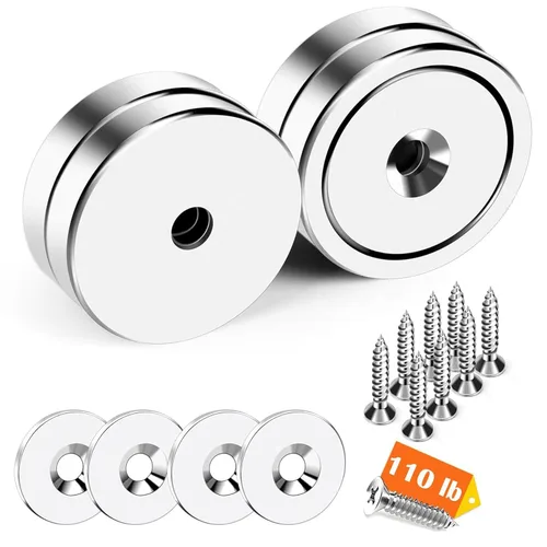 Miniatura 15 de Imanes de taza con agujero avellanado, imán con tornillo, imanes con base redonda con fuerza de sujeción industrial, 60 libras de fuerza