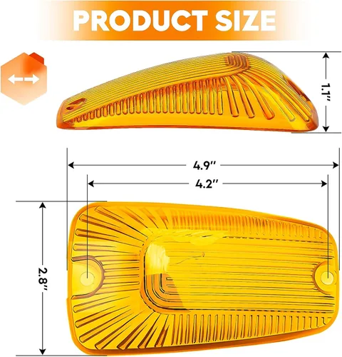 Miniatura 6 de AEagle 5pcs parte superior lámpara de techo Cab Remoción Marcador Cover lente para 1988 – 2002 Chevy/GMC C/K1500/2500/3500/4500/5500/6500/7500 Ámbar