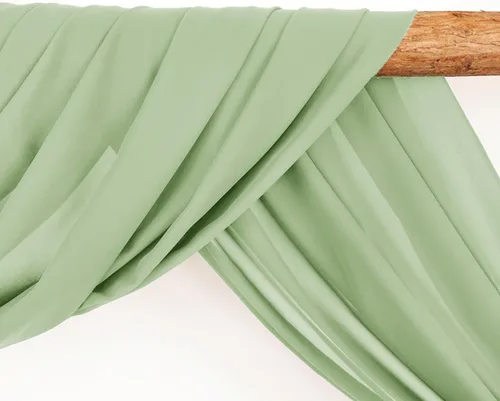 Miniatura 3 de LINXTAR 1 panel de tela para arco de boda, 1 panel de 30 x 18 pies, color verde salvia, cortina de arco de gasa transparente para cabina de fotos