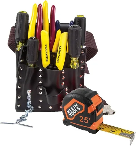 Klein Tools Juego de herramientas para electricista 5300, incluye 4 destornilladores, 4 alicates, cinta métrica, pelacables, bolsa de herramientas y