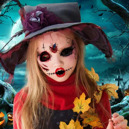 Miniatura 4 de 9 piezas de tatuajes temporales de broma de Halloween, cicatrices sangrientas de zombi 3D, costras falsas de puntada de herida, tatuajes de cara