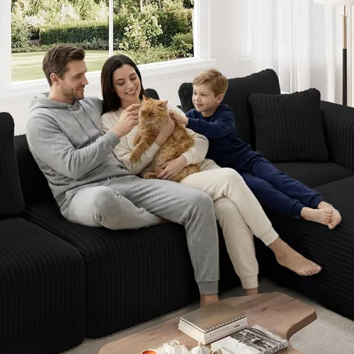 Miniatura 11 de Novilla 141" Sofá seccional modular, sofá seccional moderno en forma de nube con soporte Smarts Coil™, sofá sin huesos en forma de U para sala