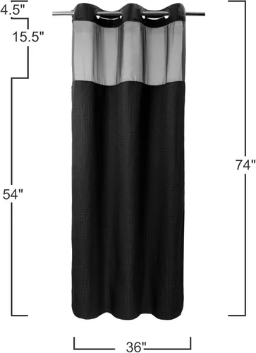 Miniatura 9 de Cortina de baño River Dream de gran peso sin ganchos necesarios con diseño de gofre punteado y forro a presión - 36W x 74H, de calidad hotelera