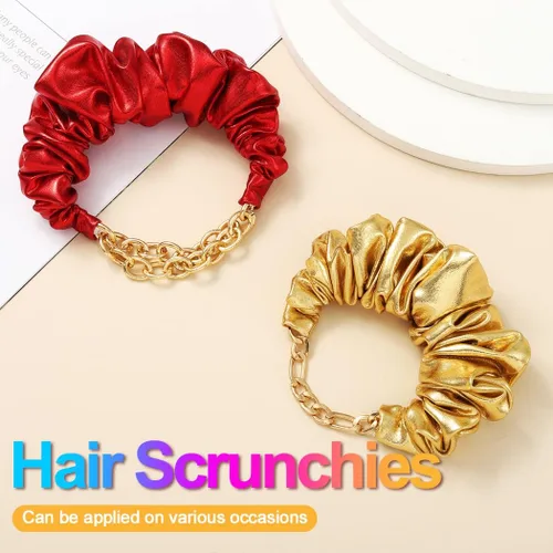Miniatura 2 de CAKURE Bandas elásticas para el cabello, bandas elásticas para coleta de caballo de color rojo dorado, accesorios para el cabello para mujeres