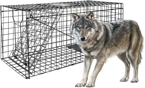 Miniatura 9 de Trampa para animales vivos VASALAID, 81 cm X 30 cm X 31.75 cm Captura y liberación, trampa humana plegable para interior y exterior para mapaches