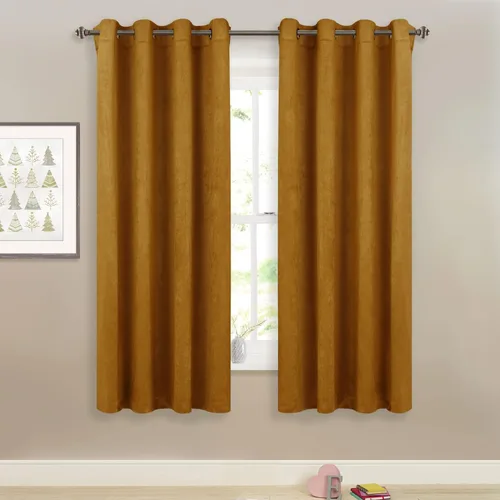 Miniatura 26 de StangH Cortinas de Terciopelo Grueso Sólido - Juego de Tratamiento de Ventanas con Oscurecimiento Moderado para Dormitorio, Cortinas/Cortinajes
