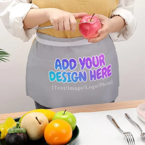 Miniatura 83 de AXKEUDO Delantal personalizado con bolsillos, delantales de cintura para camarera para cocinar en casa, restaurante, servir trabajo
