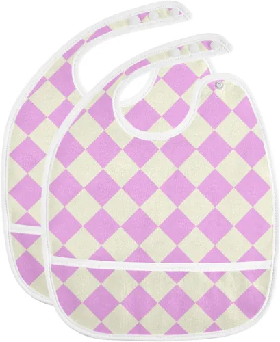 Juego de baberos de algodón con broche de presión, paquete de 2 baberos de viaje con bebé violeta beige para nino paquete