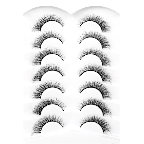 Miniatura 479 de Pooplunch - Pestañas postizas finas de visón sintético, estilo ojo de gato, naturales, cruzadas, tipo racimo, efecto 8D de volumen, tiras