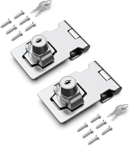 Miniatura 29 de Cerradura de cerrojo con llave de 2.5 pulgadas para armarios y puertas pequeñas, diseño de perilla giratoria, aleación de zinc resistente con hierro