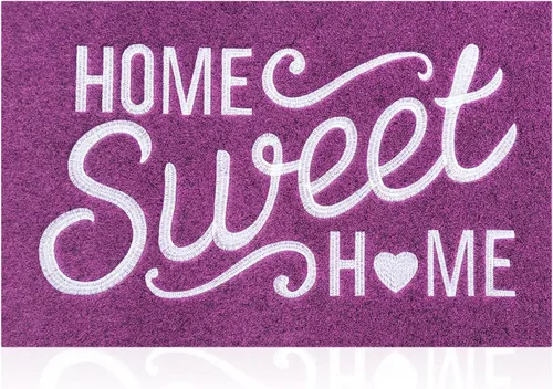 Miniatura 24 de Alfombra de bienvenida para puerta para interiores y exteriores, con parte trasera de goma antideslizante, “Home Sweet Home”, absorbe el barro