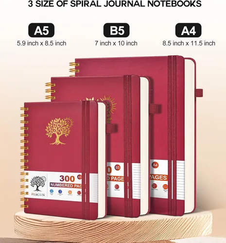Miniatura 2 de Cuaderno grande en espiral para mujeres y hombres, 300 páginas rayadas numeradas, con rayas universitarias, cuaderno encuadernado en espiral de tapa