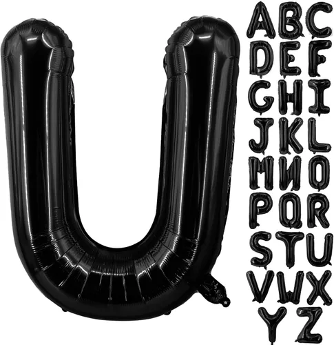 Miniatura 24 de Lovoir Globos grandes de 40 pulgadas con letras B negras de gran tamaño, globo de helio de aluminio de Mylar para decoración de fiesta de Letra B