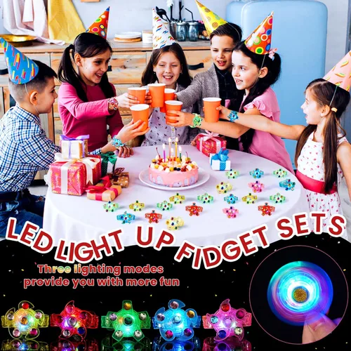 Miniatura 3 de SCIONE Paquete de 8 Pulseras Giratorias Fidget con Luz LED, Suministros de Fiesta que Brillan en la Oscuridad, Artículos de Fiesta de Halloween