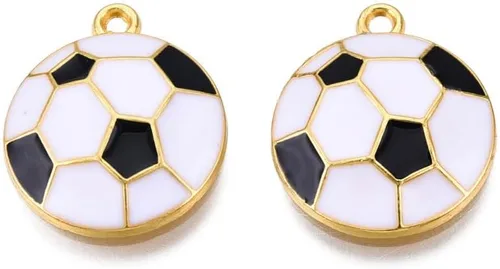 LiQunSweet 100 dijes deportivos de fútbol blanco y negro para hacer joyas, llavero de bricolaje Encanto de esmalte de juego de pelota
