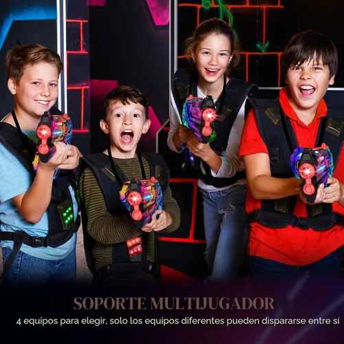 Miniatura 6 de Juego de 4 Pistolas de Laser Tag con Chalecos de Pantalla de Puntuación LED Digital, Regalos para Adolescentes y Adultos Niños y Niñas, Adultos