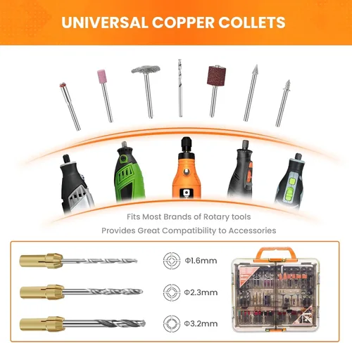 Miniatura 4 de HARDELL Kit de 508 piezas de accesorios para herramientas rotativas para bricolaje, brocas multiusos de 1/8" para herramientas rotativas, accesorios