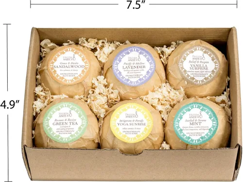 Miniatura 5 de Cesta de regalo de spa en casa, relajación, bombas de baño de aromaterapia, 6 aromas refrescantes y aromáticos para hidratar, revitalizar