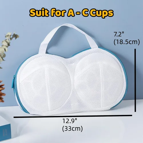 Miniatura 3 de 3 piezas de bolsas para lavar sujetadores de lencería y ropa interior, juego de bolsas para lavadora con cremallera para mujeres, delicados azules