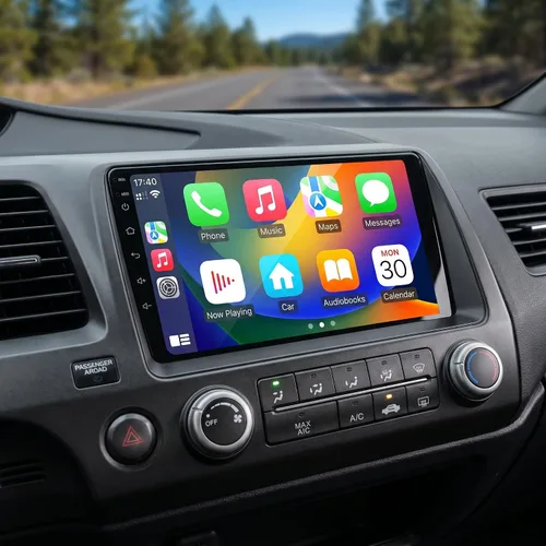 4Core+64G Android 15 Radio de coche para Honda Civic 2006-2011 inalámbrico Caplay Android Auto, 10 '' pantalla táctil estéreo navegación GPS WiFi