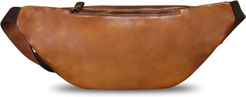 Miniatura 3 de Riñonera de cuero genuino para hombres y mujeres, bolso bandolera de cuero real, bolso cruzado de moda, bolso de cintura de moda, Marrón, Riñonera
