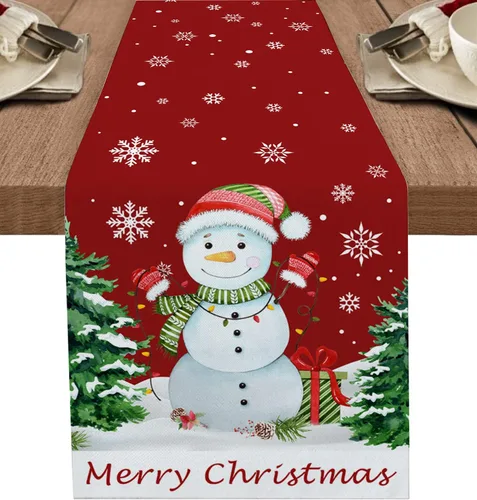 Miniatura 13 de Daleng Camino de mesa de árbol de búfalo de Navidad de 13 x 36 pulgadas, bufandas antideslizantes para decoraciones, fiestas, cenas y reuniones, 1