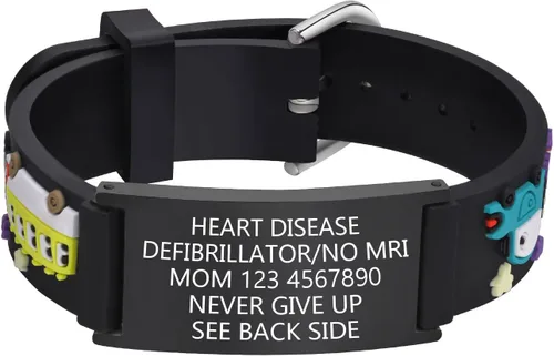 Miniatura 44 de Pulsera de Identificación Médica Personalizada para Niños - Pulsera de Identificación de Silicona Linda para Autismo Alergia Convulsiones