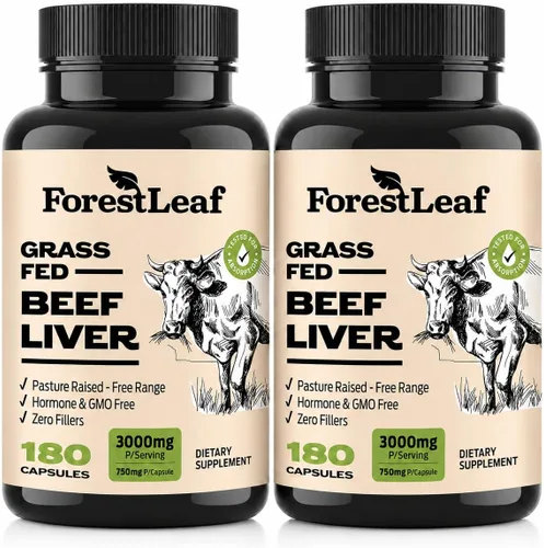 Miniatura 9 de ForestLeaf Cápsulas de hígado de carne alimentada con pasto, 3000 mg por porción, apoya la inmunidad y el bienestar corporal, limpieza, digestión