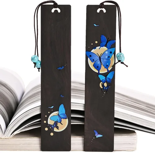 ZQZYMXQ 2 Piezas Marcapáginas de Mariposa Estéticos, Marcadores de Libros para Lectura para Mujeres, Regalos de Mariposa para Mujeres (Mariposa Azul)