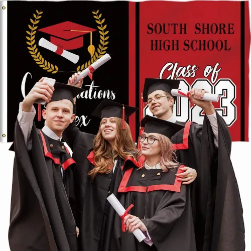 Miniatura 4 de Bandera de graduación de 3 x 5 pies para exteriores, letrero de graduación 2024 personalizado, bandera de felicitaciones para la clase de 2024