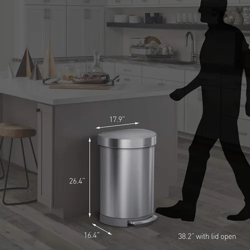 Miniatura 7 de Simplehuman bote de basura de acero mate de 45 l, con sensor semicircular