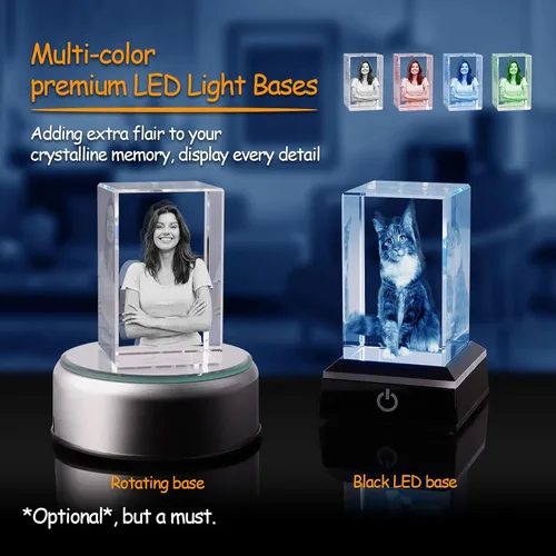 Miniatura 2 de Marco de Fotos de Cristal 3D, 3.15 x 1.97 pulgadas, Regalo Personalizado para Él, Ella, Papá y Mamá, Regalos de Fotos Personalizados