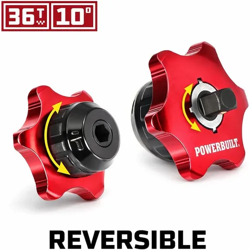 Miniatura 5 de Powerbuilt Trinquete de dedo de 1/4 de pulgada, doble cara para dados de 1/4 pulgadas y puntas hexagonales, mecanismo reversible de 36 dientes