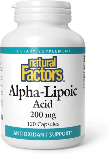 Natural Factors Ácido alfa-lipoico 200 mg, soporte antioxidante, 120 cápsulas