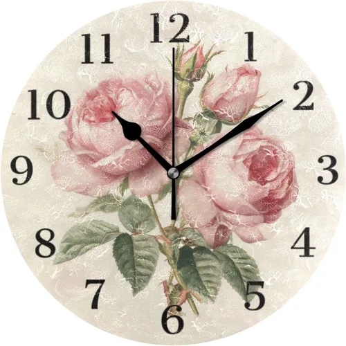 Miniatura 20 de Reloj de pared de amapola de maíz con flores azules, silencioso, sin tictac, funciona con pilas, 9.5 pulgadas para cocina, hogar, sala de estar