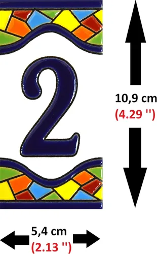 Miniatura 2 de Números de casa 4 pulgadas. Azulejos de números de casa pintados a mano para letreros, direcciones y nombres. Números de dirección para casas.