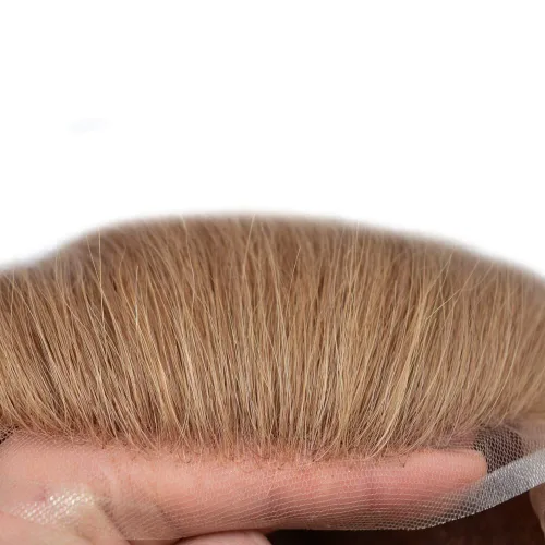 Miniatura 4 de Tupé para hombres cabello humano real sistema de cabello para hombre encaje francés completo 100% cabello humano postizos para hombres pieza de pelo