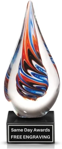 Miniatura 39 de Premio de Vidrio Artístico Soplado a Mano – Premio Elegante con Grabado Personalizado para Corporativo, Deportes, Jubilación, Reconocimiento