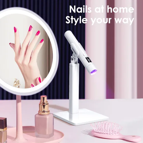 Miniatura 7 de Mini luz UV para uñas, luz UV de mano pequeña rosa portátil para uñas de gel, lámpara de curación flash recargable inalámbrica, lámpara de gel